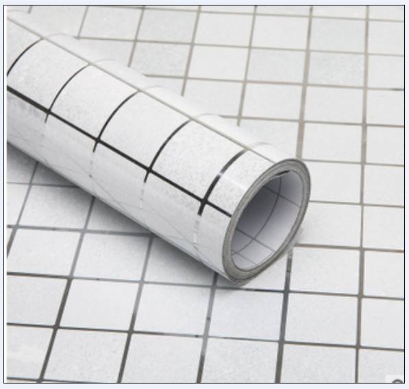 Decal dán bếp họa tiết ô vuông trắng